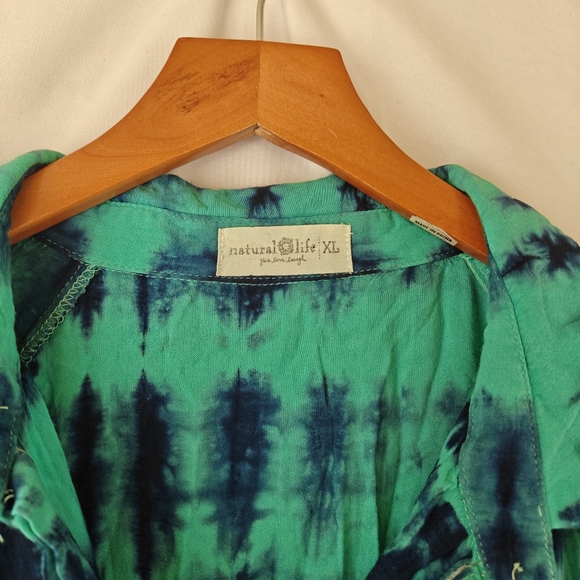 Natural Life Rebecca Midi Dress Turquoise Navy Tie Dye Size XL Women's - Picture 7 of 12